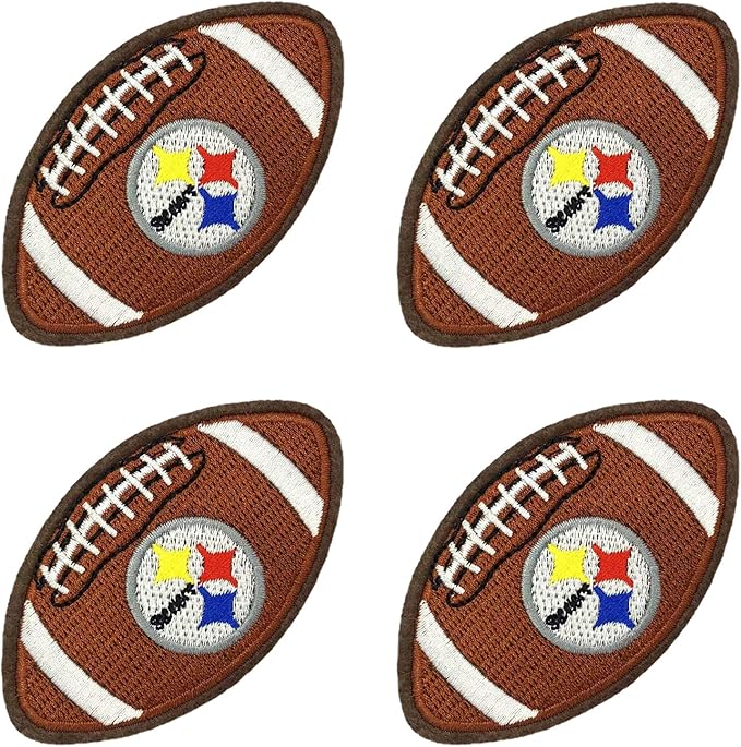 4Pcs Rugby Shape Iron On Sew On Embroidered Patch for Jackets Backpacks Jeans and Clothes Badge Applique Emblem Sign Sport Decal