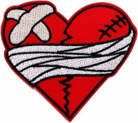 熨燙刺繡補丁 破碎的心 帶繃帶補丁 龐克搖滾徽章 刺繡徽章 摩托車裝飾 DIY 配件